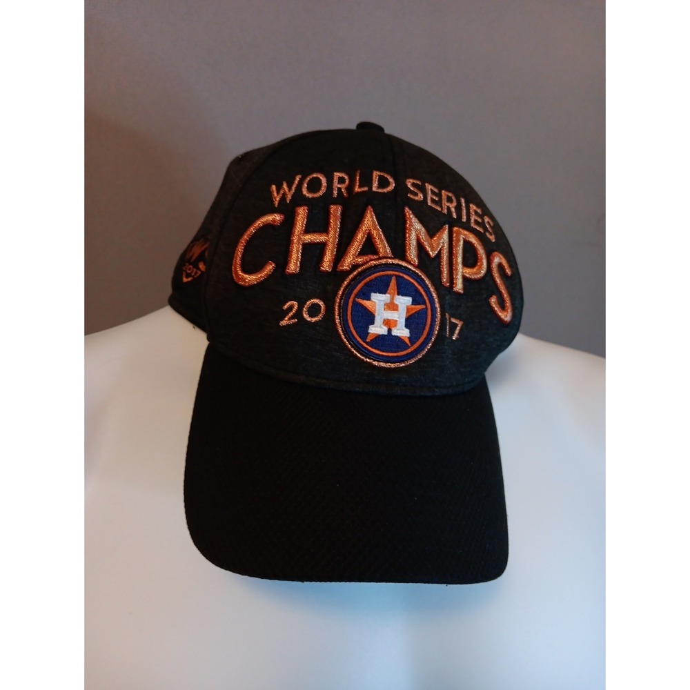 New Era 39Thirty Houston Astros Graphite 2017 World Series Champions Hat Cap EUC